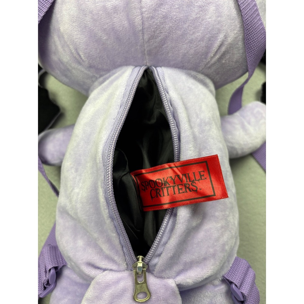 Spookyville Critters Purple Bunny Plush Backpack Gothic Stitched Bunny Skull Ear - Picture 6 of 8